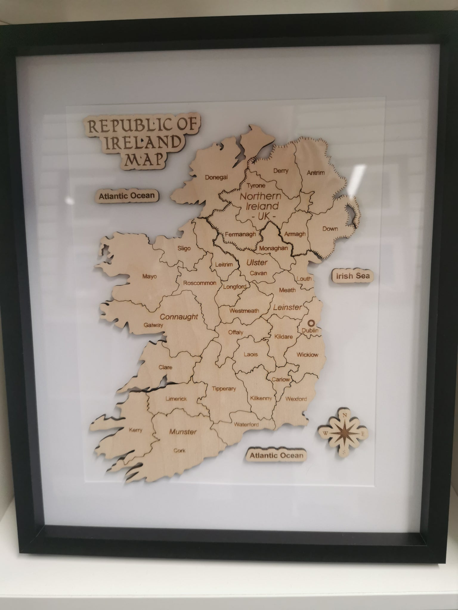 Personalised Laser-Cut Map of Ireland - Artisanal Home Decor