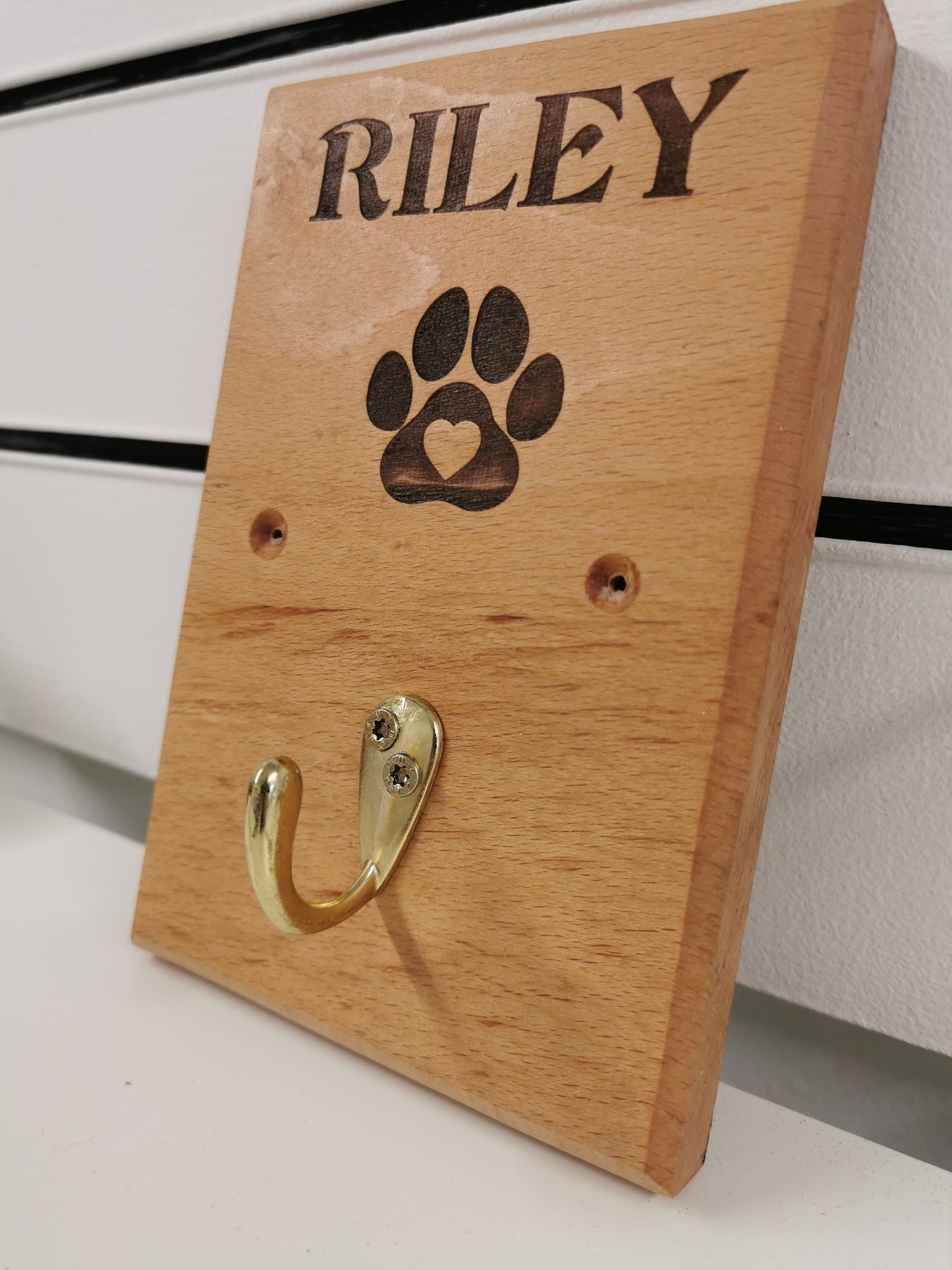 Charming Paws - Personalised Solid Beech Wood Dog Hook