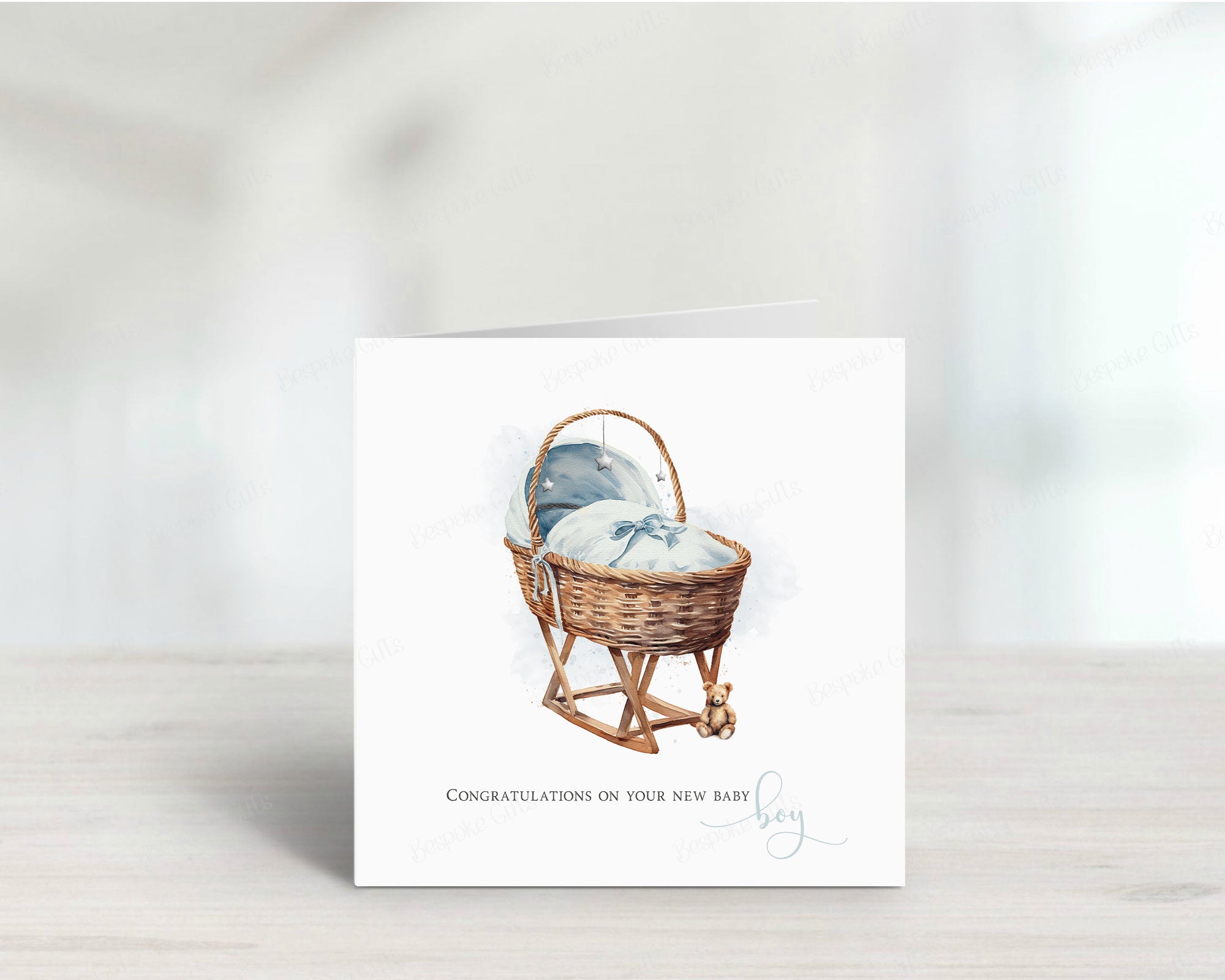 Custom Moses Basket New Baby Card - Cherishable Welcome