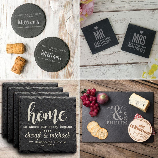 Elegant Slate Coasters Personalised Engraving