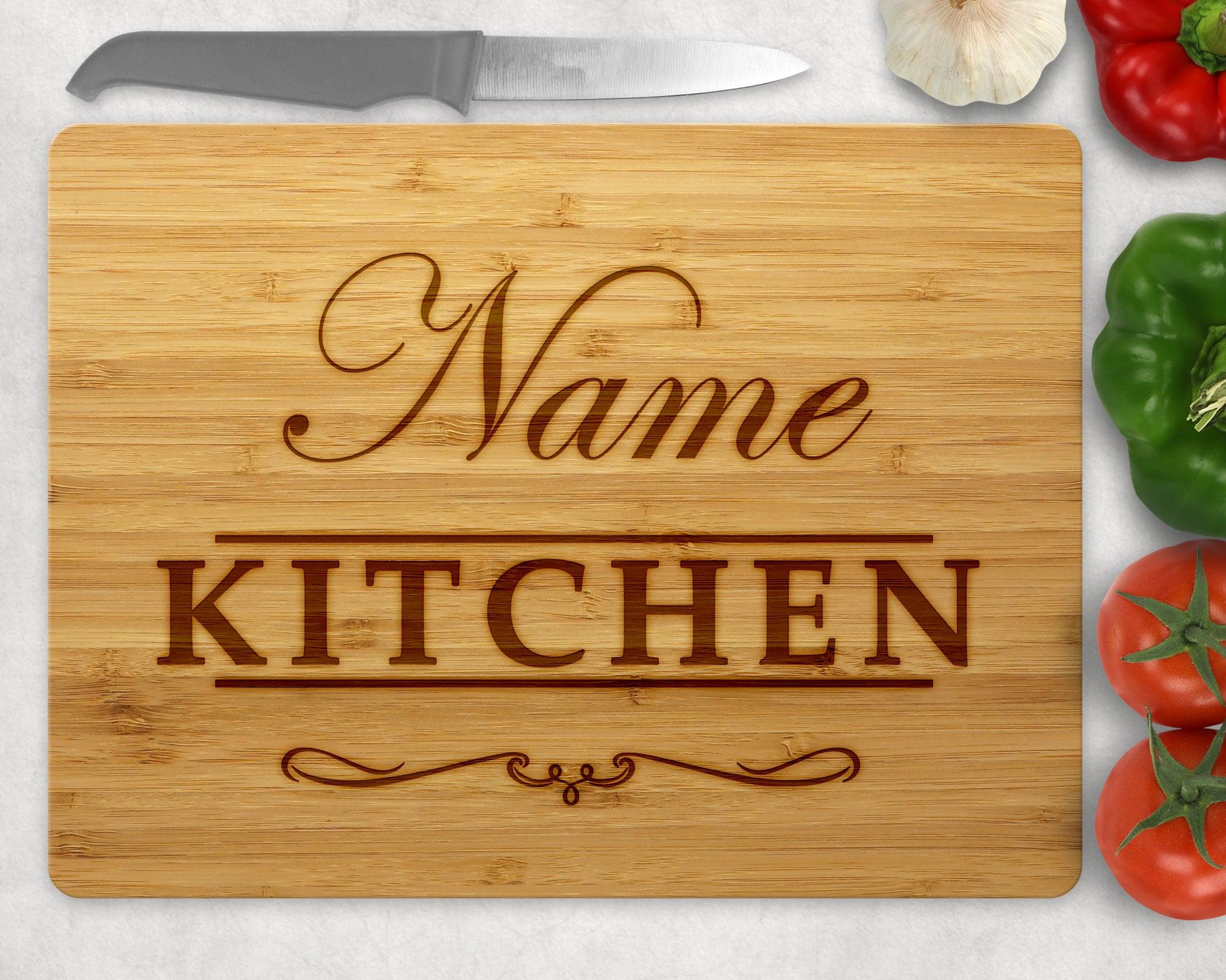 Personalised Kitchen Chopping Board featuring Name and Kitchen 