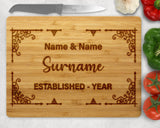 Wedding Chopping board featuring there ames and Established year