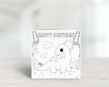 Personalised Dinosaur Colouring Birthday Card for Kids