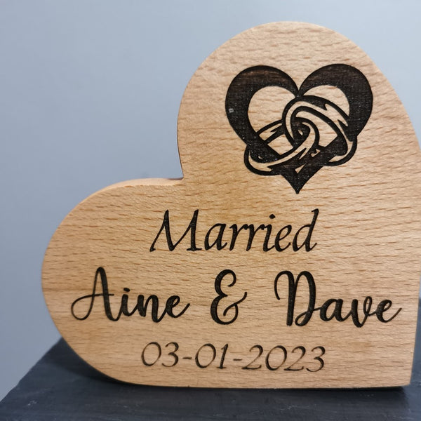 💖 Personalised Solid Beech Heart - Handcrafted with Love