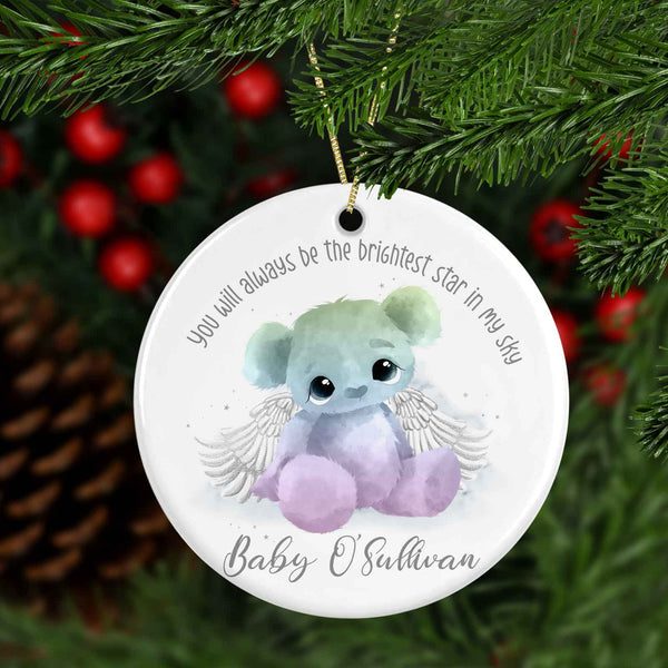 Beautiful baby loss memorial rainbow bear tree decoration