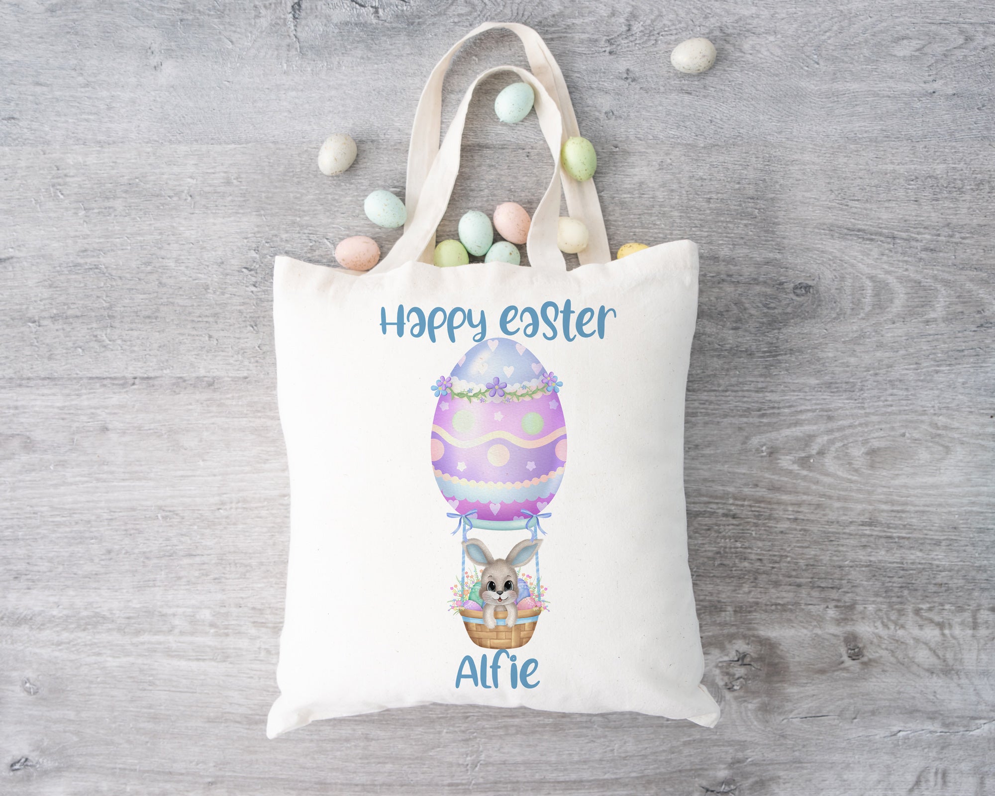 Personalised Bunny Hot Air Balloon Easter Bag