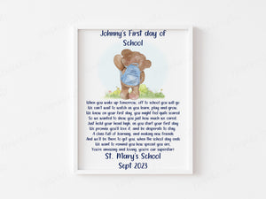 Customisable First Day of School Bear Frame - Capture the Moment