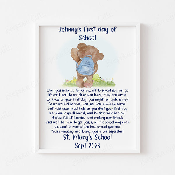 Customisable First Day of School Bear Frame - Capture the Moment