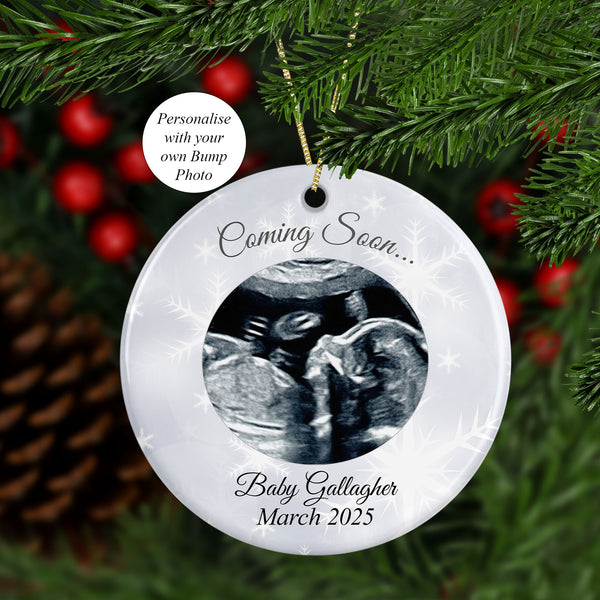 Personalised coming soon Baby Scan Bump Tree decoration