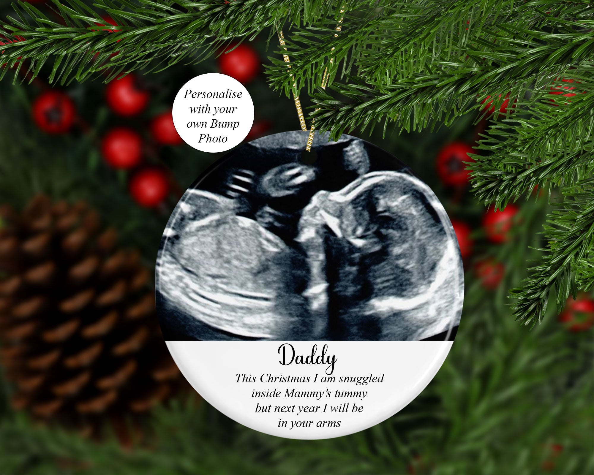 Personalised Baby Scan Bump Tree decoration