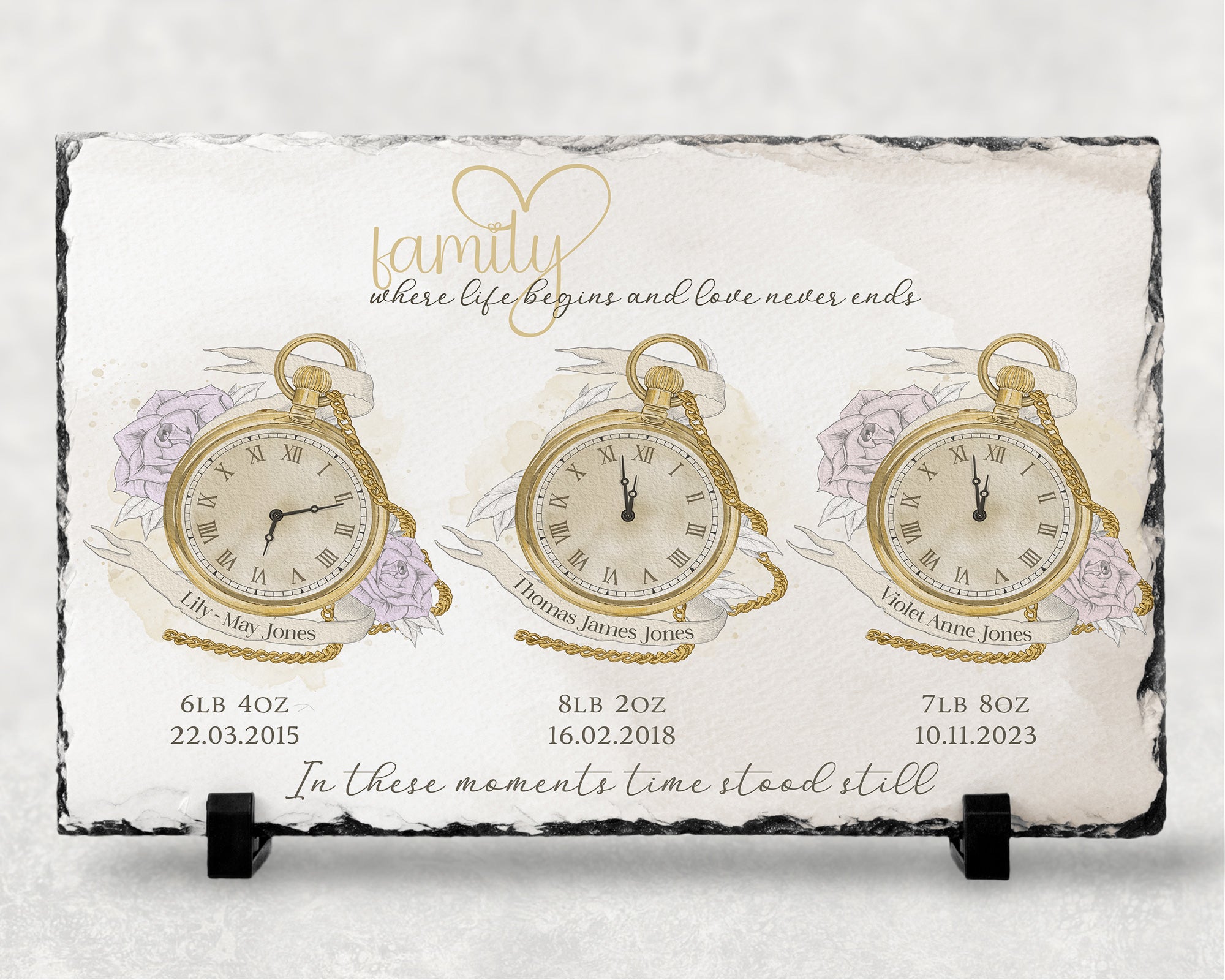 Personalised In these moments time stood still Family Slate gift