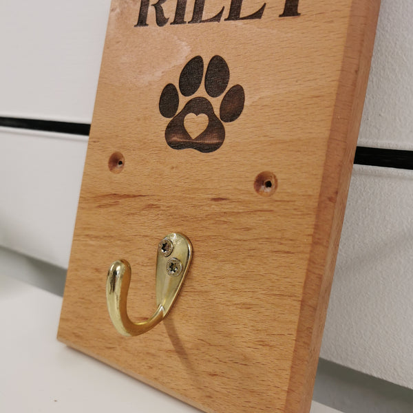 Charming Paws - Personalised Solid Beech Wood Dog Hook