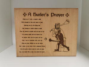 Hurlers Prayer - Sacred Gaelic Engraved Beech Wood Plaque