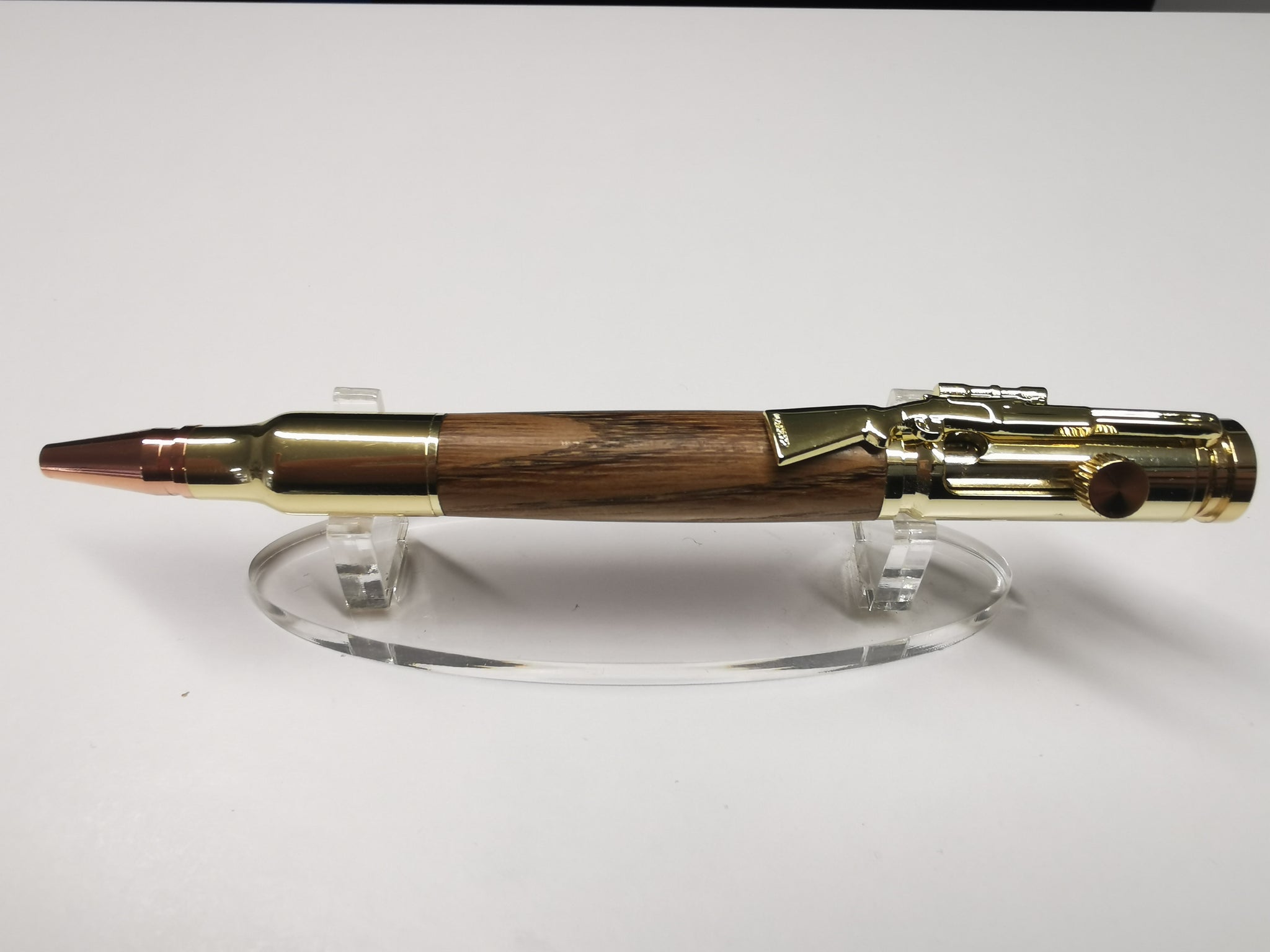 Gold Rifle Style Pen with Irish Oak and Gold Accents