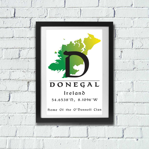 Donegal Heritage Art Print - Irish Home Decor with Coordinates