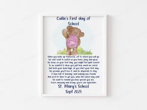 Customisable First Day of School Bear Frame - Capture the Moment