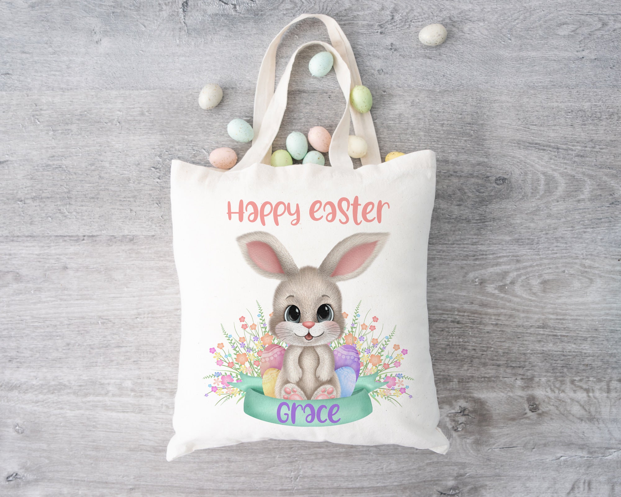 Personalised Bunny Ribbon Easter Bag
