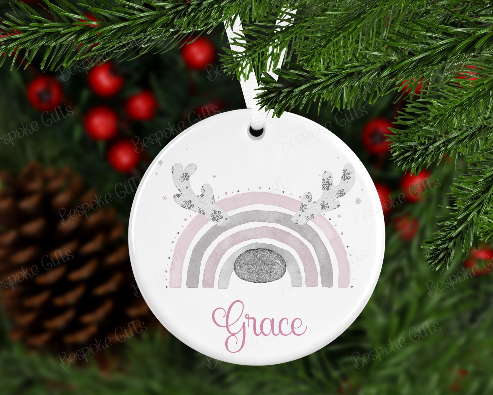 Personalised Reinbow Christmas Bauble
