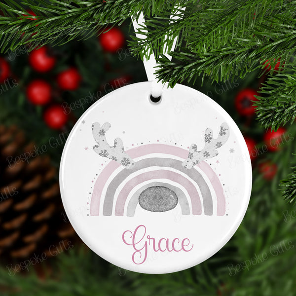 Personalised Reinbow Christmas Bauble