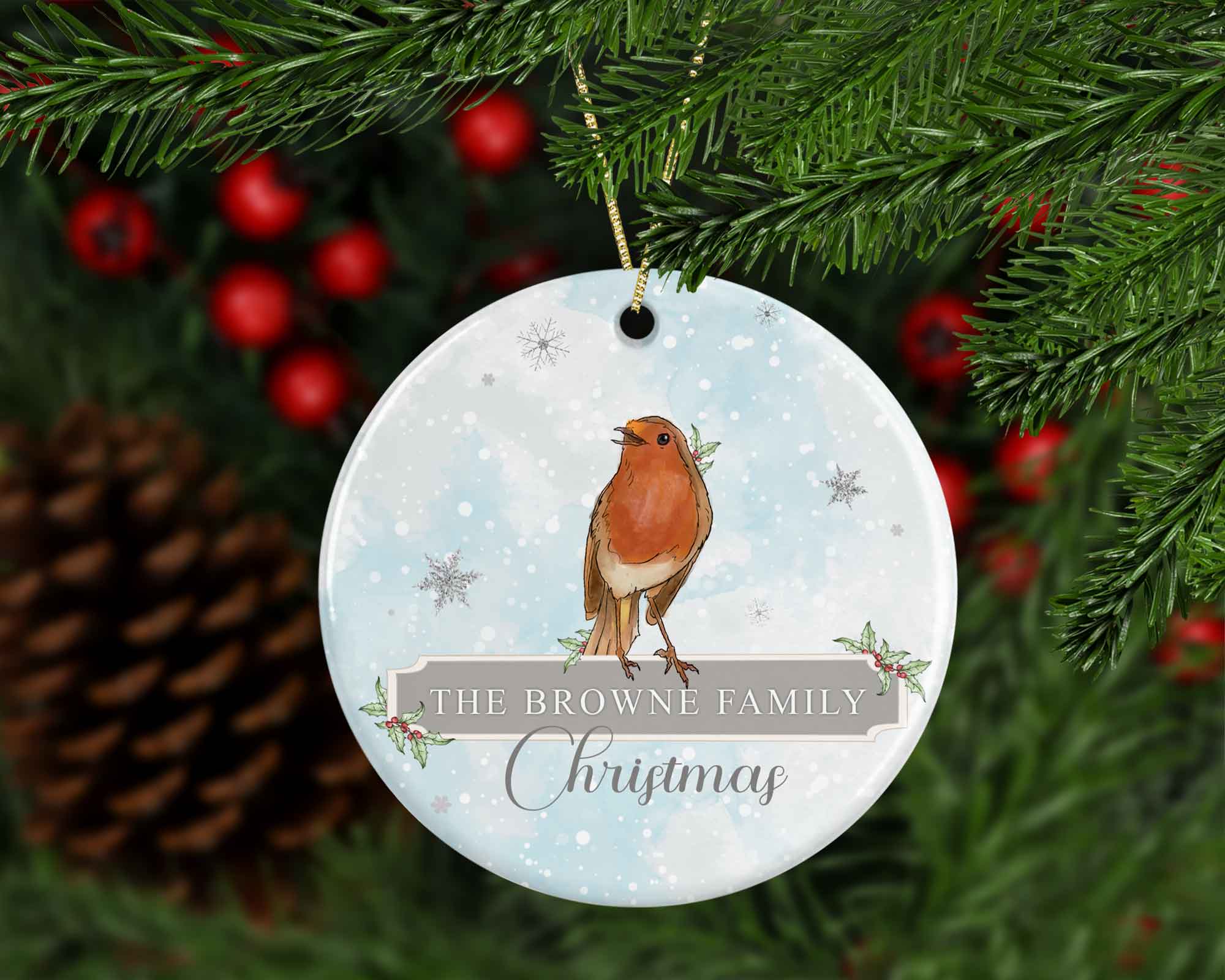 Robin Family christmas tree decoration