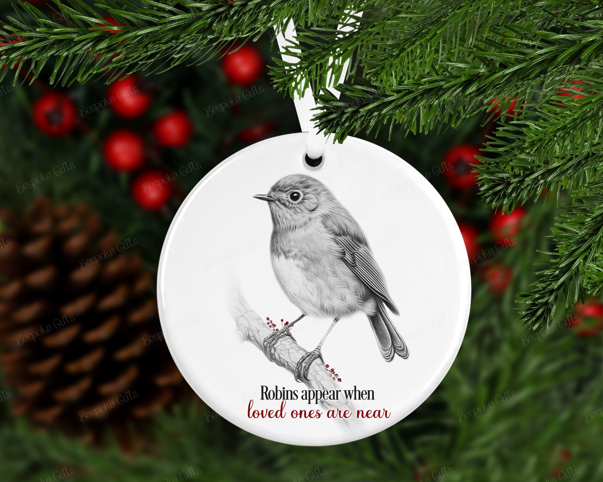 Robins appear when loved ones are near Christmas Bauble - Christmas Tree decoration