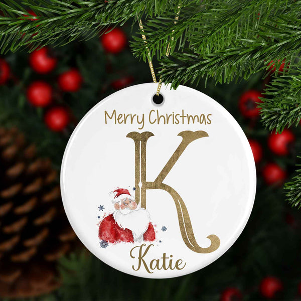 Personalised Gold Santa Alphabet Decoration