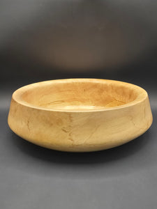 Artisan Irish Sycamore Bowl with chunky rim on display
