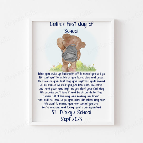 Customisable First Day of School Bear Frame - Capture the Moment