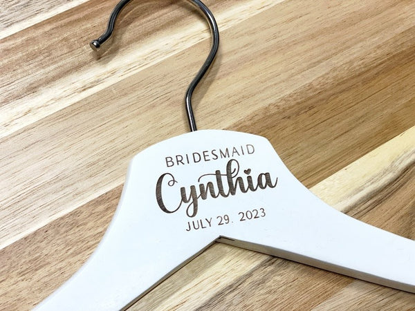Elegant Personalised White Wooden Hanger with Chrome Hook