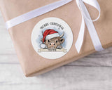 Personalised Christmas Highland Cow Stickers - perfect for gift wrapping - Christmas labels & tags