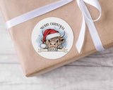 Personalised Christmas Highland Cow Stickers - perfect for gift wrapping - Christmas labels & tags