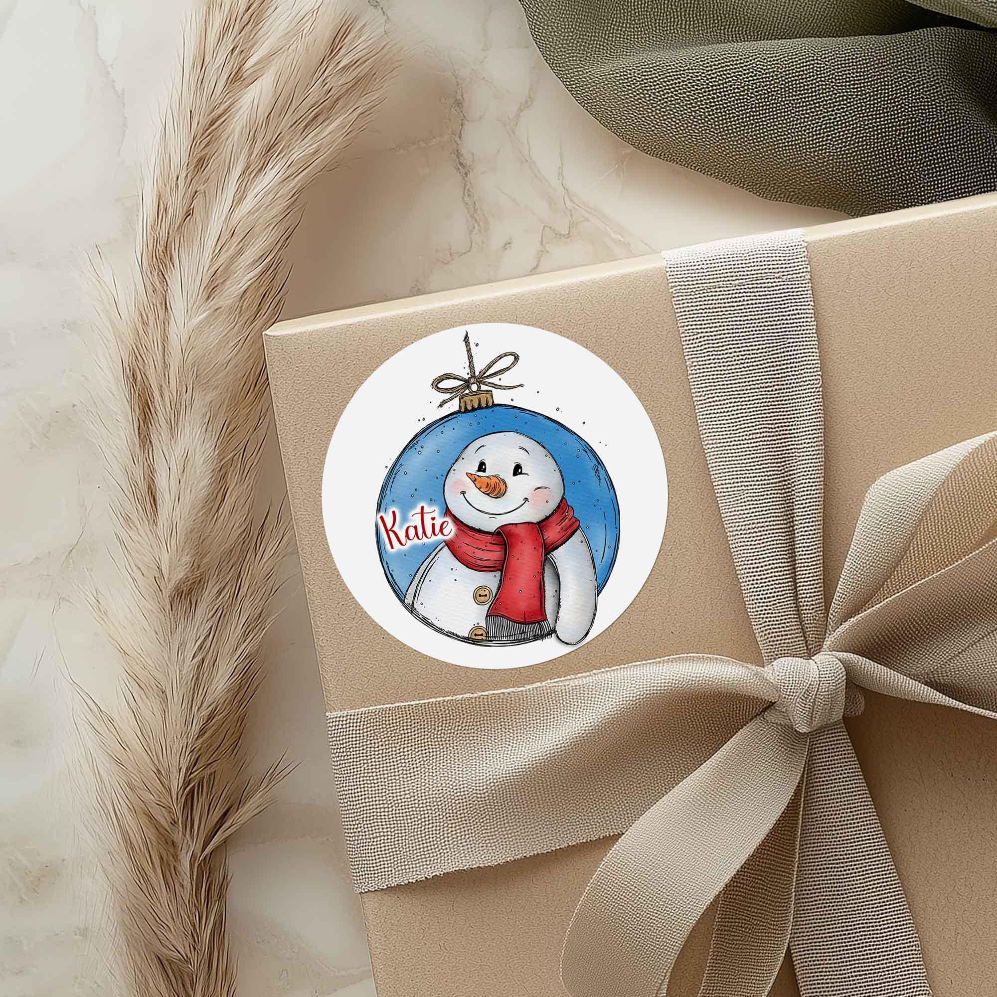 Personalised Snowman Stickers - perfect for gift wrapping - Christmas labels & tags