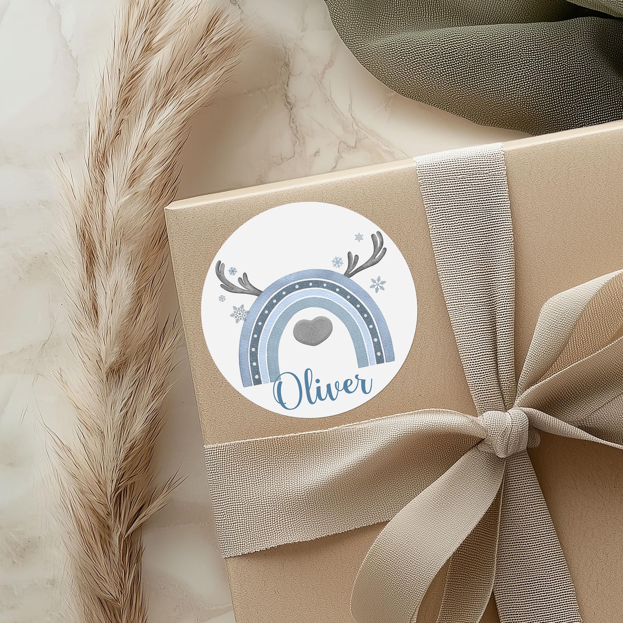 Personalised Reindeer Christmas Stickers – Custom Name Gift Labels – Festive Reindeer Stickers for Kids – Christmas Gift Tags