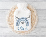 Personalised Reindeer Hot Water Bottle – Christmas Eve Box Filler, Cosy Winter Warmer, Festive Stocking Filler