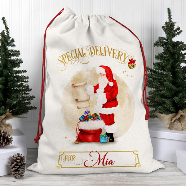 Personalised Christmas Santa Sack – Special Delivery for Kids - Custom Santa Sack - Christmas Eve Bag