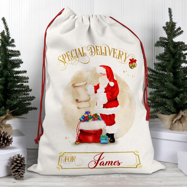 Personalised Christmas Santa Sack – Special Delivery for Kids - Custom Santa Sack - Christmas Eve Bag