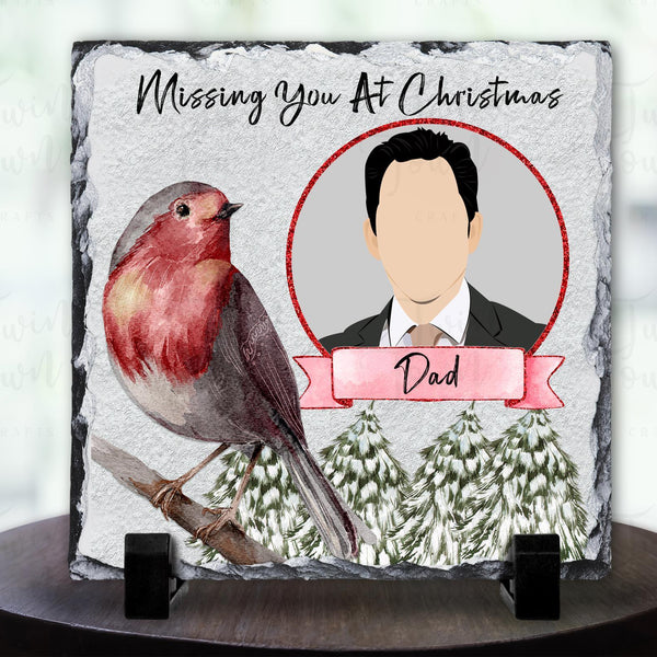 Christmas Robin memorial Slate - Twin Town Crafts