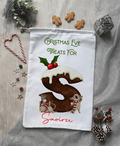 Christmas Pudding mouse alphabet christmas eve treat bag - Twin Town Crafts