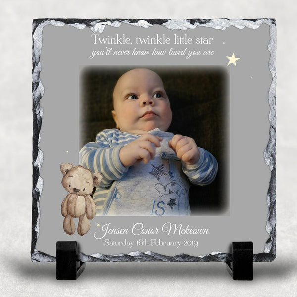 Personalised New baby photo slate
