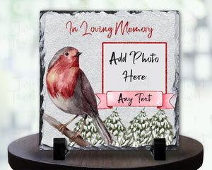 Christmas Robin memorial Slate - Twin Town Crafts