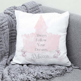 Personalised Pink Castle Follow your dreams Pillow
