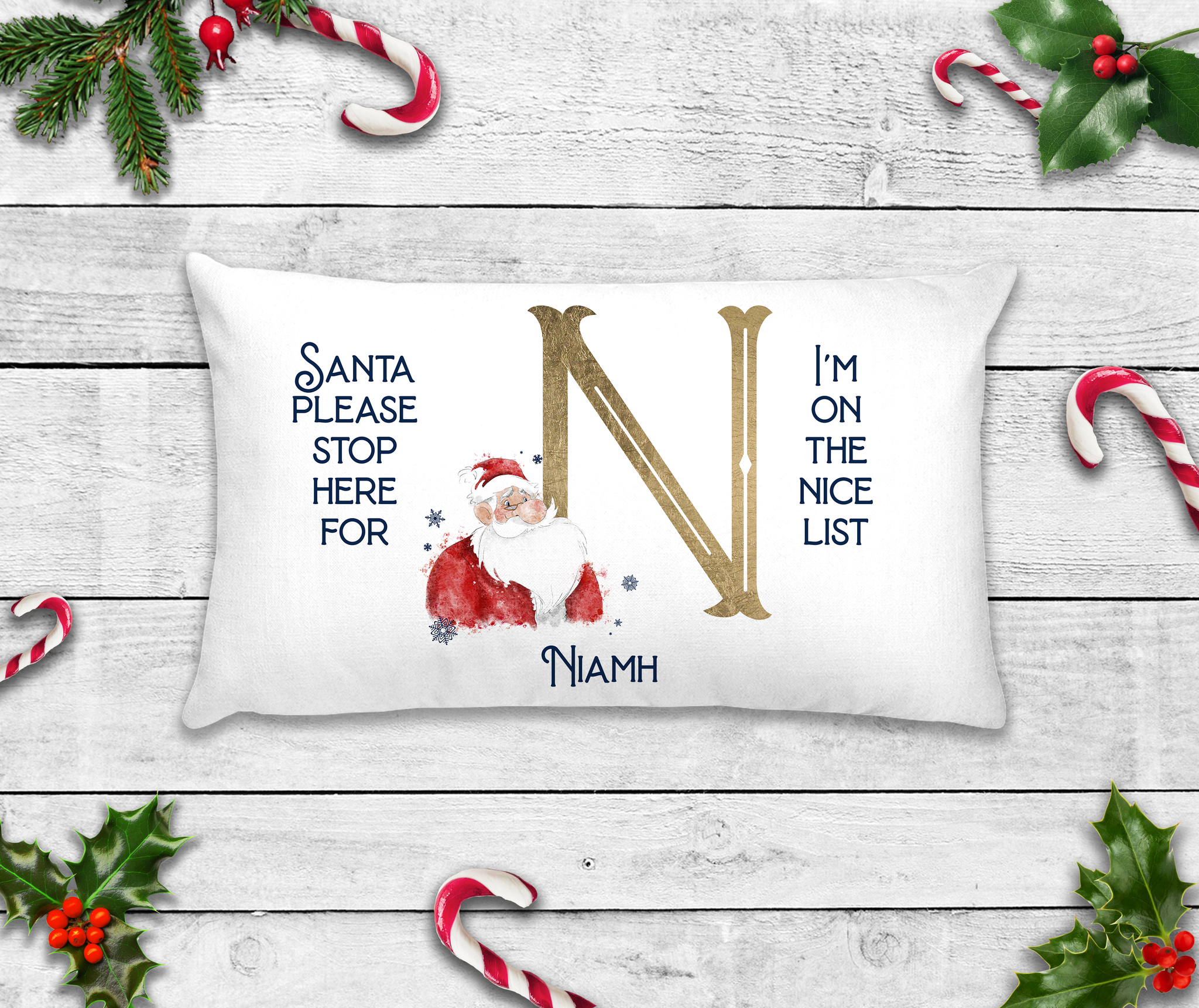 Gold Santa alphabet Pillowcase