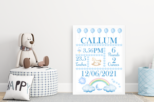 Pink and Blue New Baby Boy/Girl Birth Stat frame