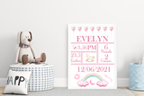 Pink and Blue New Baby Boy/Girl Birth Stat frame