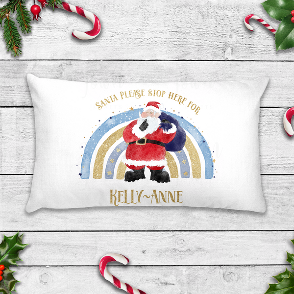 Green/blue Christmas rainbow Pillowcase