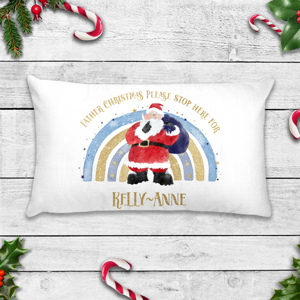 Green/blue Christmas rainbow Pillowcase