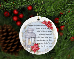 Memorial Christmas Lantern with poem tree decorations (Pink & Blue)