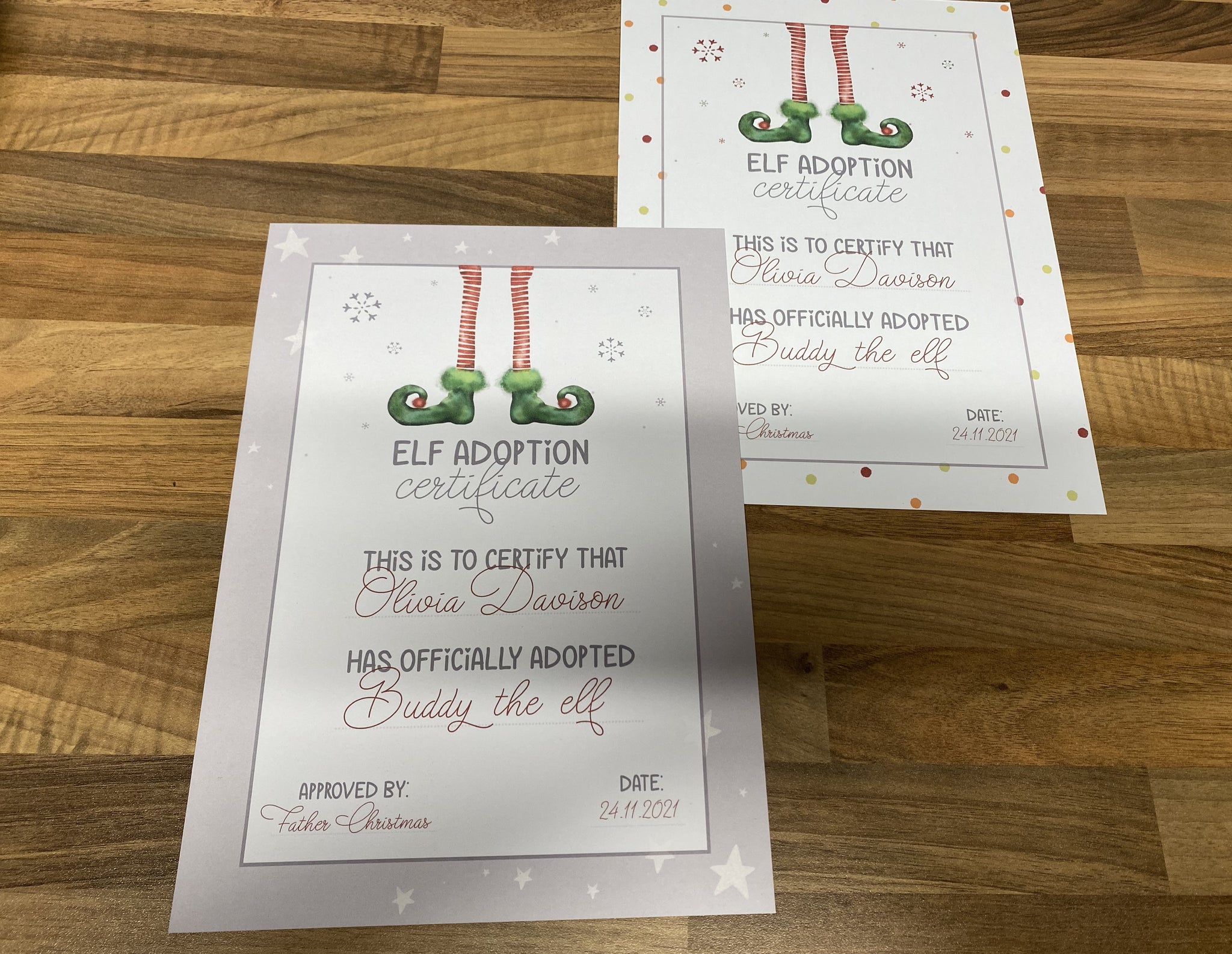 Elf welcome adoption Certificate (2 Styles)