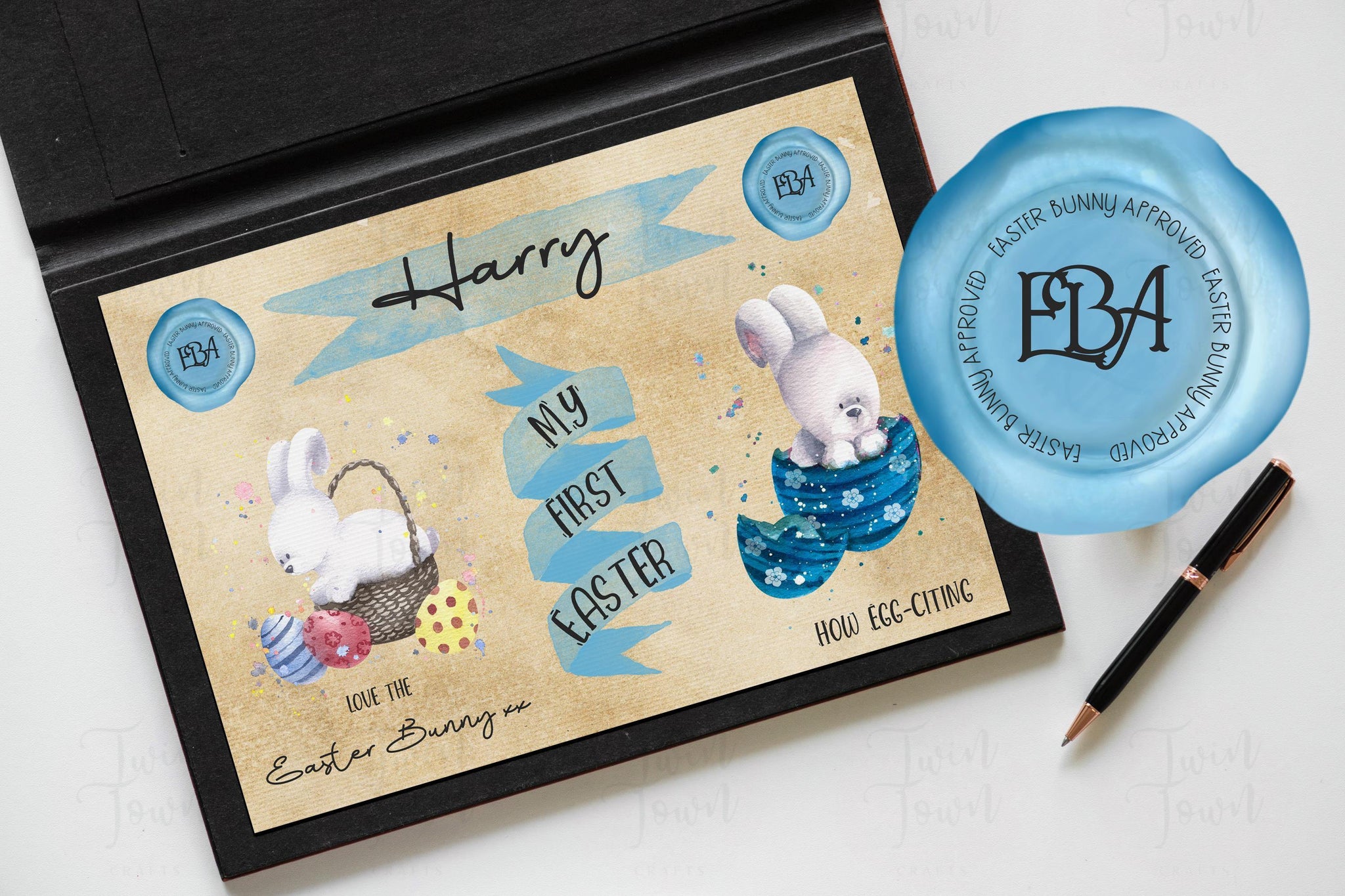 Personalised Blue First Easter Certificate - Twin Town Crafts
