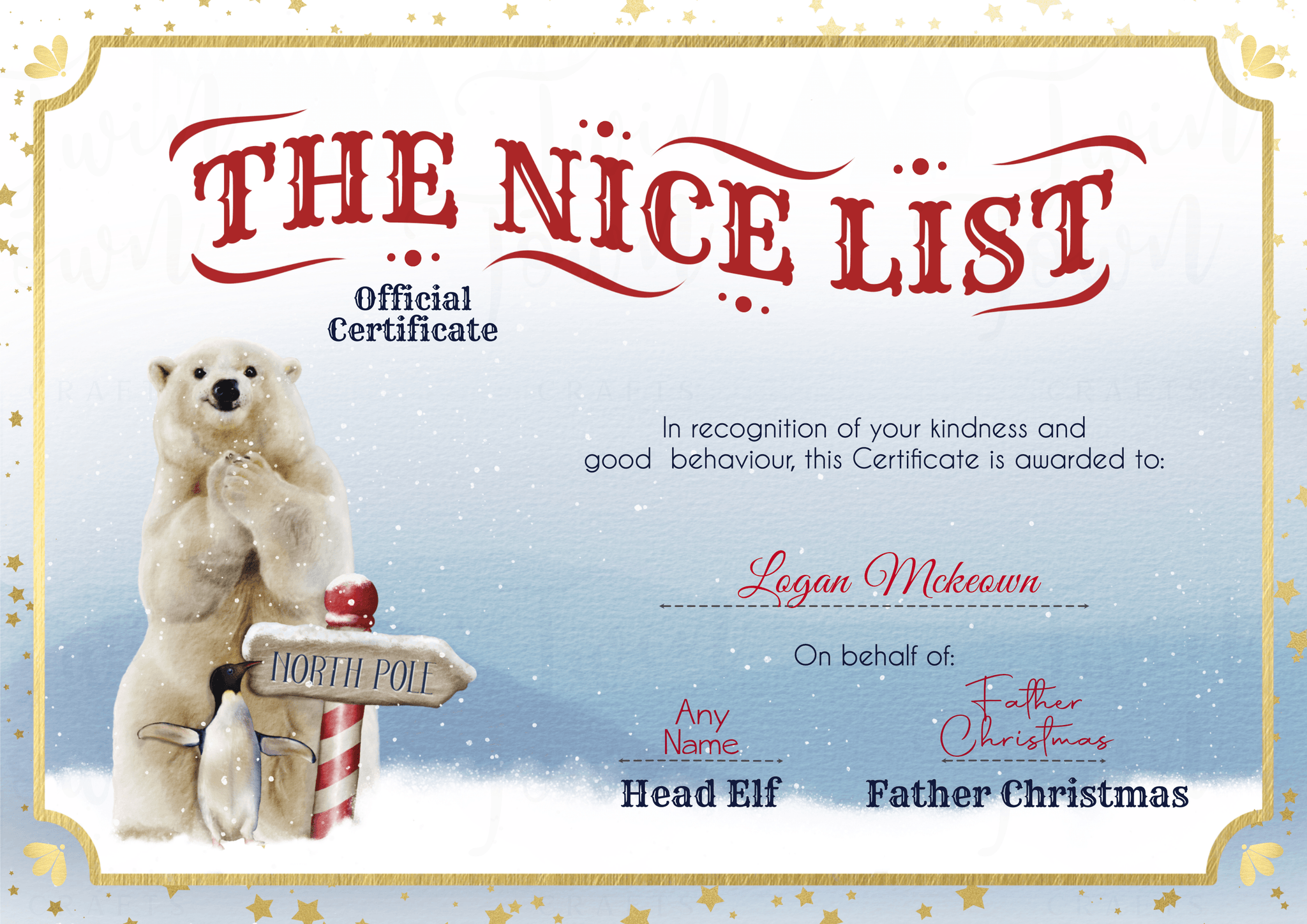 Arctic Nice list certificates/ Letters - Twin Town Crafts